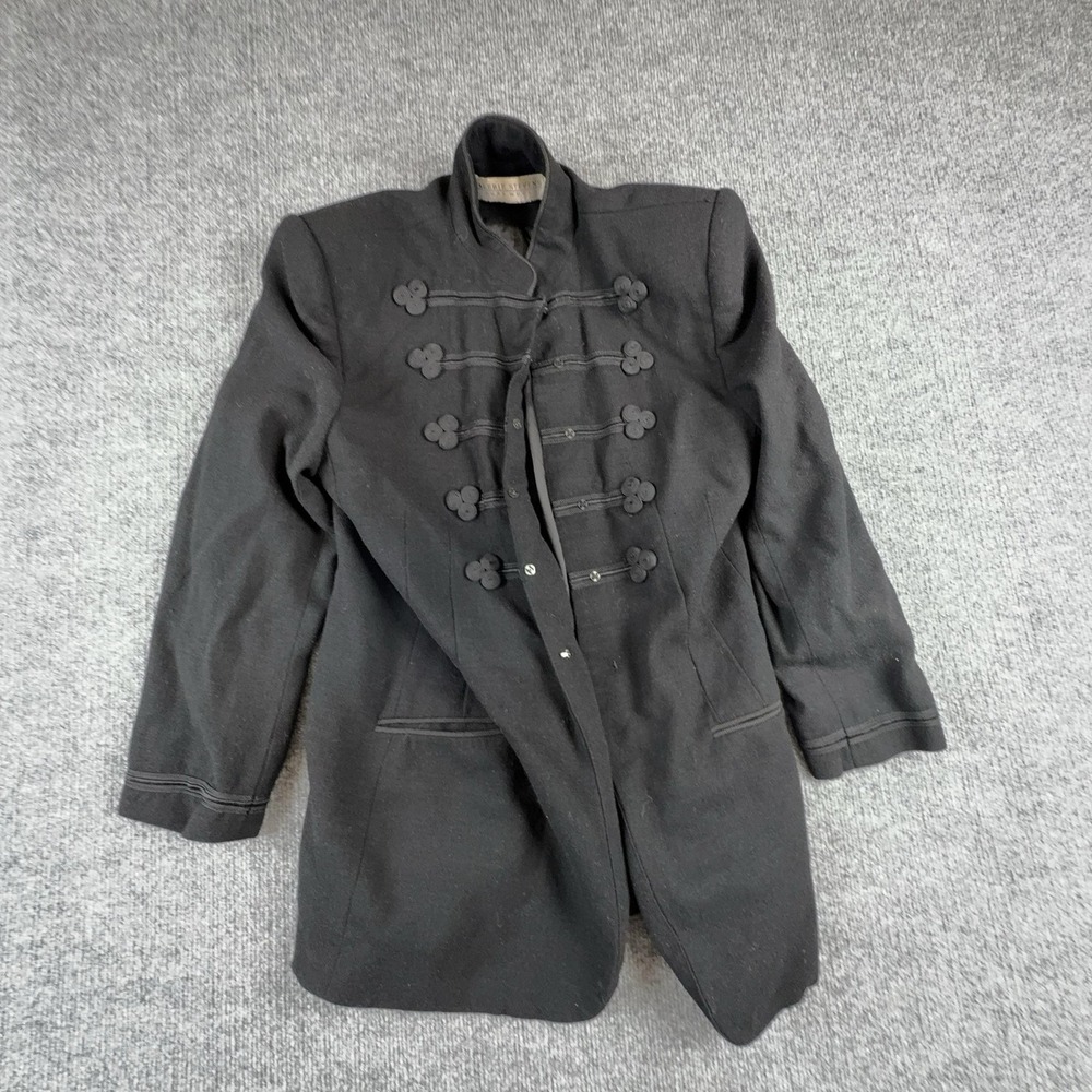 Valerie Stevens Jacket Womens 10 Black Wool Military Frog Snap Front Mid Length